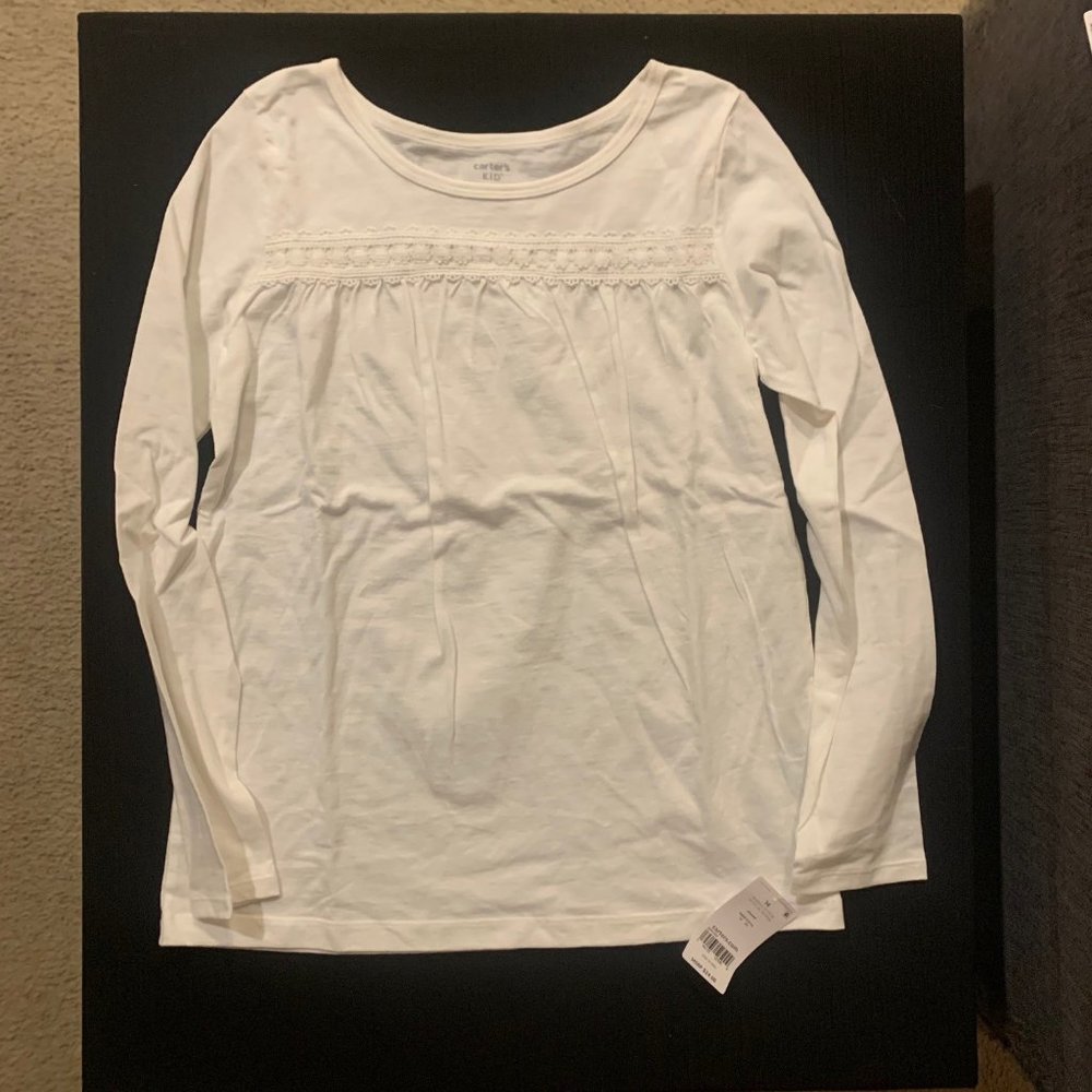 Carter's girls white lace detail long sleeve shirt